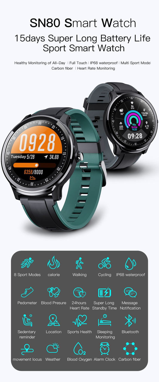 KnuRoot SN80 Waterproof Fitness Smart Watch