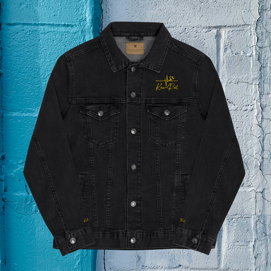 KnuRoot Run,Ran! Premium Black Unisex Denim Jacket